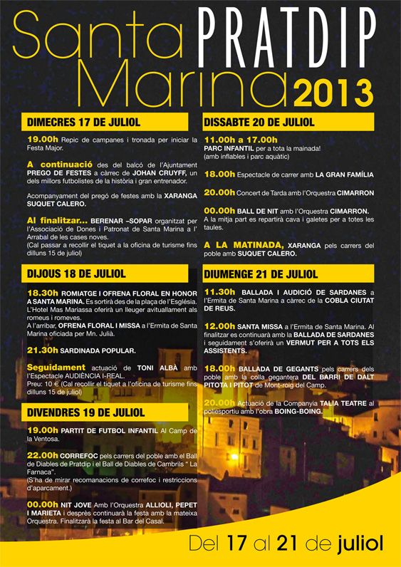 FESTA DE SANTA MARINA 2013 - Cartell