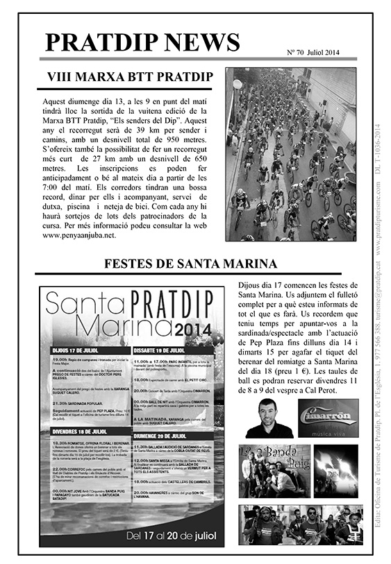 Noticies Pratdip Nº70 Juliol 2014
