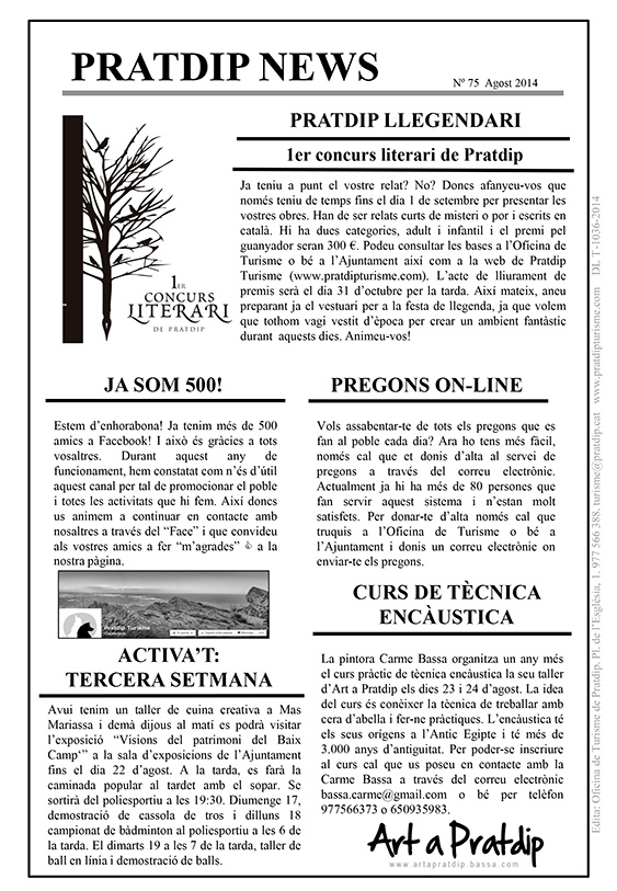 Noticies Pratdip Nº75 Agost 2014