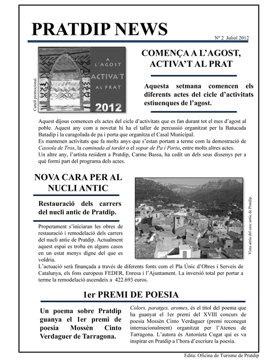 Noticies Pratdip Nº2 Juliol 2012