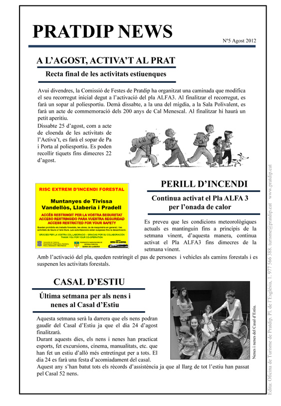 Noticies Pratdip Nº5 Agost 2012