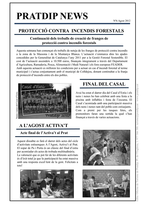 Noticies Pratdip Nº6 Agost 2012