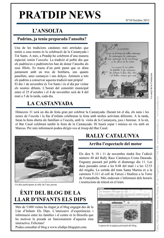 Noticies Pratdip Nº10 Octubre 2012