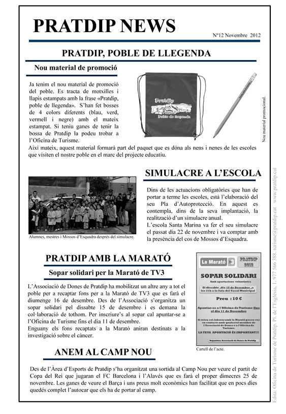 Noticies Pratdip Nº12 Novembre 2012