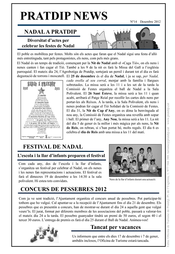 Noticies Pratdip Nº14 Desembre 2012