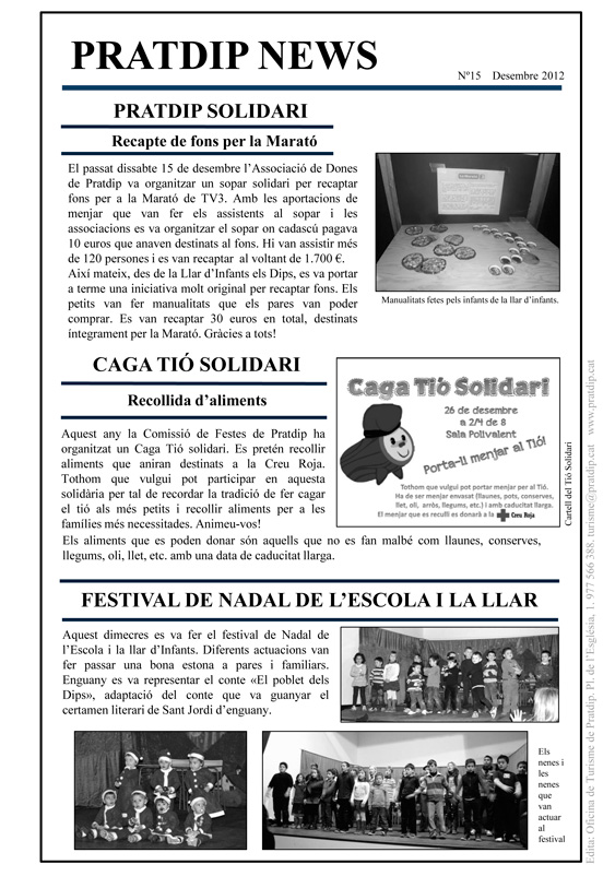 Noticies Pratdip Nº15 Desembre 2012