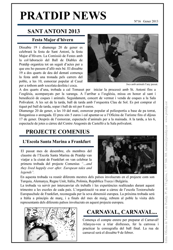 Noticies Pratdip Nº16 Gener 2013