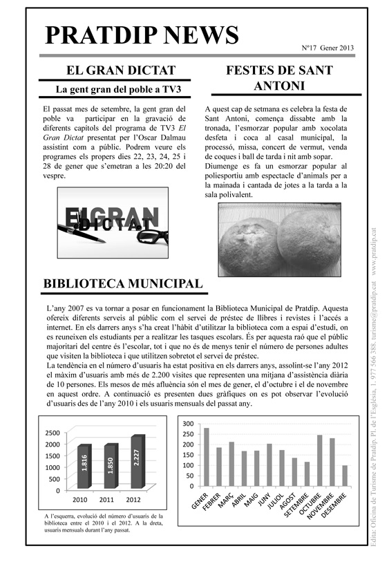 Noticies Pratdip Nº17 Gener 2013