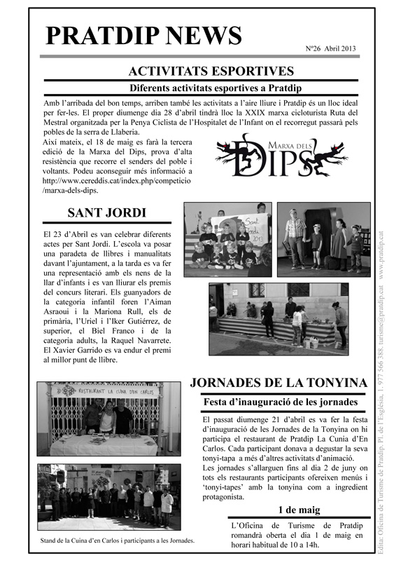 Noticies Pratdip Nº26 Abril 2013