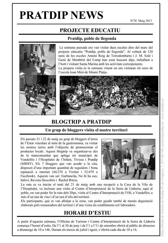 Noticies Pratdip Nº28 Maig 2013