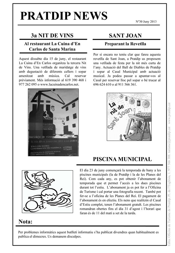 Noticies Pratdip Nº30 Juny 2013