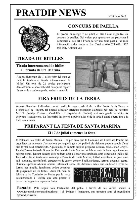 Noticies Pratdip Nº33 Juliol 2013