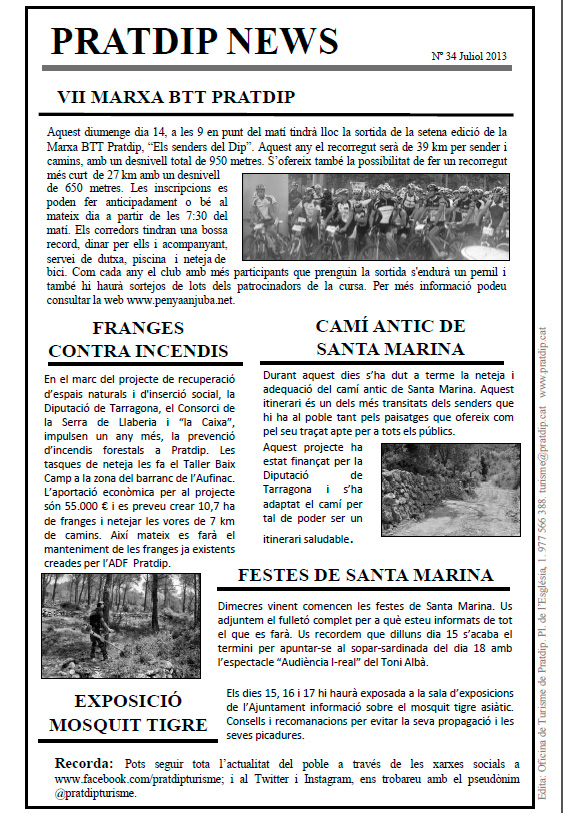 Noticies Pratdip Nº34 Juliol 2013