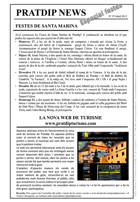 Noticies Pratdip Nº35 Juliol 2013