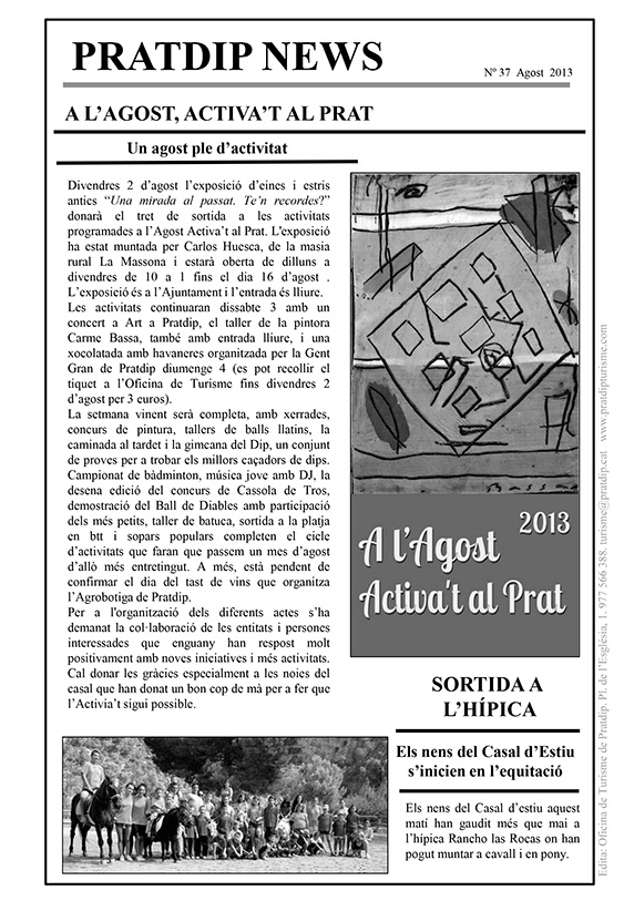Noticies Pratdip Nº37 Agost 2013