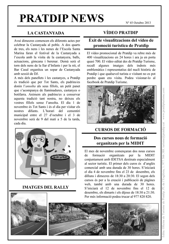 Noticies Pratdip Nº45 Octubre 2013