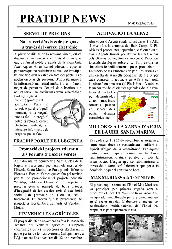 Noticies Pratdip Nº46 Octubre 2013