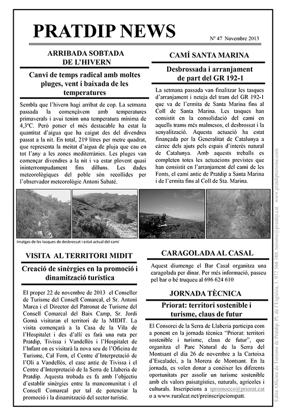 Noticies Pratdip Nº47 Novembre 2013