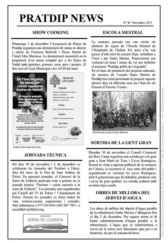 Noticies Pratdip Nº48 Novembre 2013