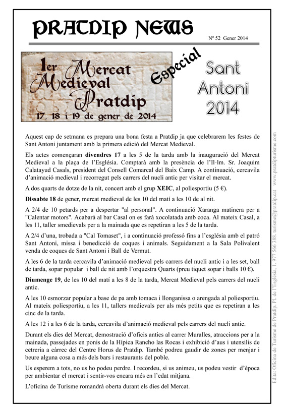 Especial Sant Antoni amb el 1er Mercat Medieval Pratdip