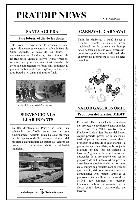 Noticies Pratdip Nº54 Gener 2014