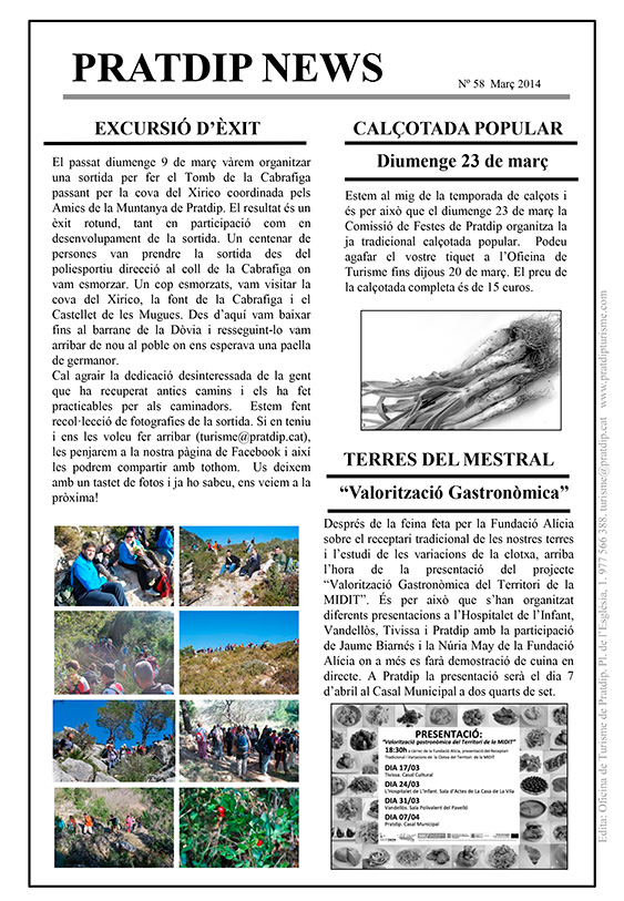 Noticies Pratdip Nº58 Març 2014
