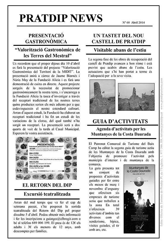 Noticies Pratdip Nº60 Abril 2014