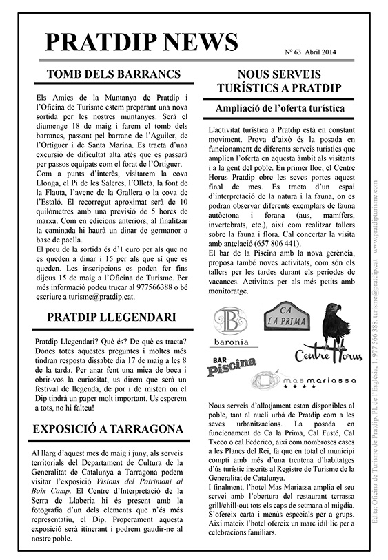 Noticies Pratdip Nº63 Abril 2014
