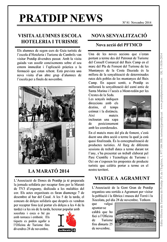 Noticies Pratdip Nº81 Novembre 2014